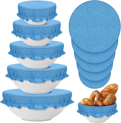Miniatura 18 de Patelai 10 Pzs Cubiertas para Tazones Reutilizables en 5 Tamaños Tela Elástica de Tela Cubiertas Elásticas para Tazones de Almacenamiento de Varios