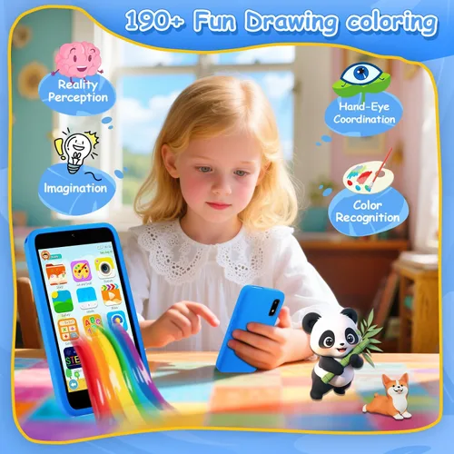 Miniatura 7 de MINIBEAR Teléfono inteligente de juguete para niños, 3.97 pulgadas, juguetes de aprendizaje de doble cámara para niños, más de 201