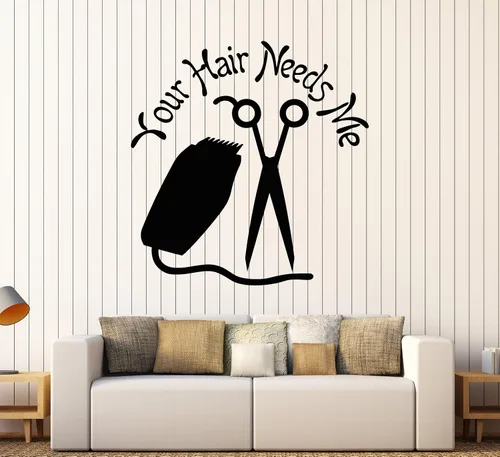 Vinilo Adhesivo para Pared Cita Peluquería Peluquería Estilista Pegatinas Decoración Grande (ig3986) Negro