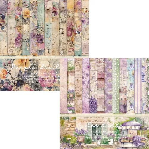 Miniatura 7 de 48 hojas de papel de álbum de recortes floral morado/rosa rosa de hortensia, 6 x 6 pulgadas, bloc de papel de patrón de una sola cara, suministros