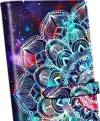 Miniatura 5 de KUKOO Billetera para mujer ultra delgada RFID para tarjetas de crédito con bolsillo con cremallera, Mandala A, Moderno