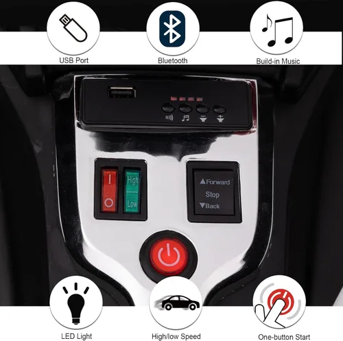 Miniatura 3 de POSTACK Moto de policía para niños de 24 V, vehículo eléctrico con batería de 3 ruedas para niños y niñas, vehículo de paseo con luces LED, música