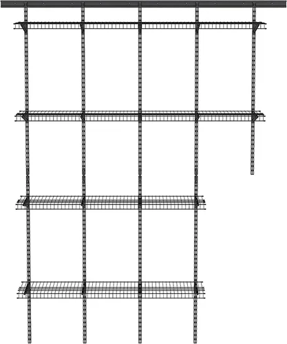 ClosetMaid MaxLoad Kit de Estante de Pared de Servicio Pesado para Garaje, 6 – 10 Pies, Estantería de Alambre ShelfTrack Ajustable, Acabado Negro
