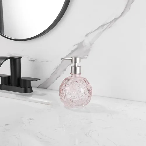 Miniatura 5 de Dispensador de Jabón de Vidrio Transparente con Bomba, Dispensador de Jabón Recargable para Baño, Cocina y Encimera, Diseño Elegante y Duradero