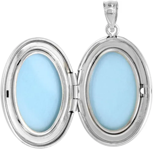 Miniatura 2 de Plata de Ley Collar con camafeo Oval Scroll etcing con 2corazones 1132inch