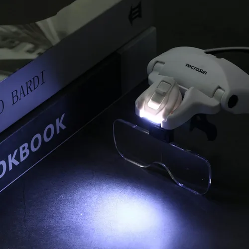 Miniatura 4 de YOCTOSUN Lupa Montable para Cabeza con 2 LED, Lupa Profesional de Joyero con Soporte de Luz y Diadema Intercambiables