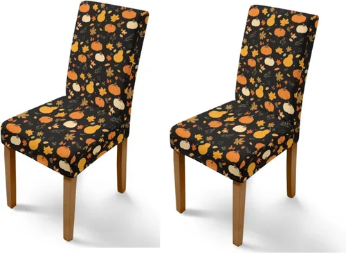 Miniatura 17 de Rnyleeg Thanksgiving Chair Covers for Living Room No Arms Turkey Pumpkin Stretch Dining Chair Covers Set of 6 Soft Washable Kitchen Chair Protector