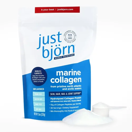 Miniatura 10 de Just Bjorn - Juego de muestras de péptidos de colágeno marinos en polvo, colágeno en polvo para mujeres y hombres, soporte para piel, cabello, uñas