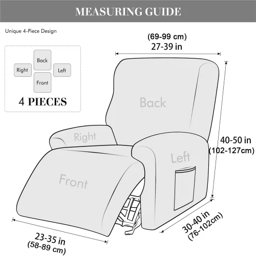 Miniatura 6 de LazyBoy - Funda de sofá reclinable jacquard, fundas elásticas antideslizantes para sillas reclinables, 4 piezas, protector de muebles para sillón