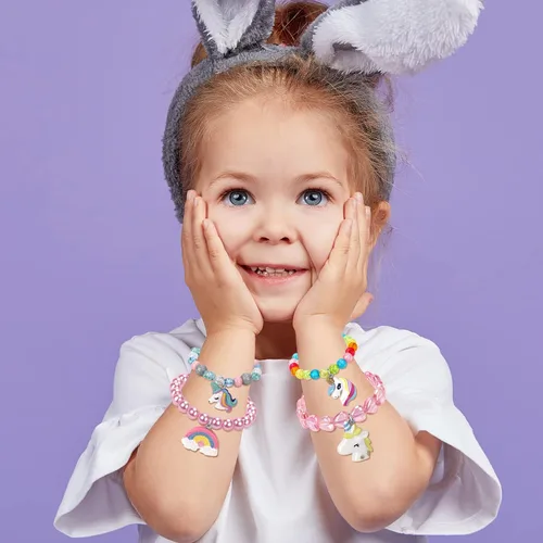 Miniatura 3 de Juego de 6 pulseras de unicornio arco iris, pulseras de animales para niñas, adolescentes y niños, pulsera de cuentas con colgante de unicornio