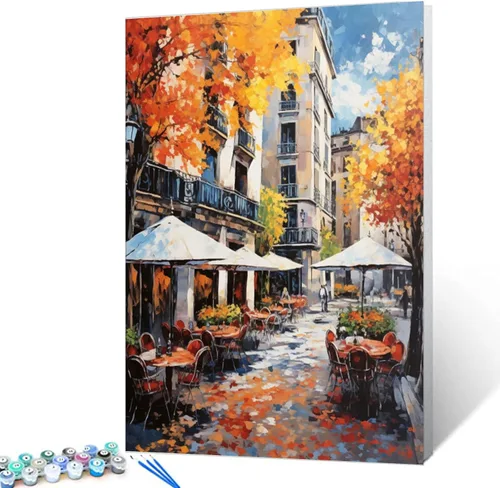 Miniatura 43 de Tucocoo Bumbers - Pintura de paisaje de puerta para adultos, paisaje de lago, pintura por números, pintura acrílica, lienzo junto al lago, plantas
