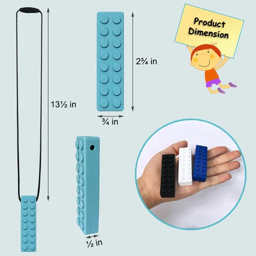 Miniatura 4 de Collares masticables para niños sensoriales, paquete de 7 collares masticables juguetes sensoriales para niños con autismo, ansiedad, TDAH, SPD