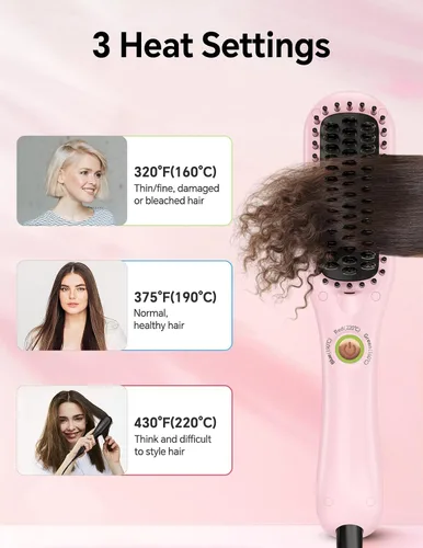 Miniatura 5 de LANDOT Mini cepillo alisador de cabello – Cepillo alisador iónico portátil para cabello corto a mediano, calor rápido de 30 segundos, peine caliente