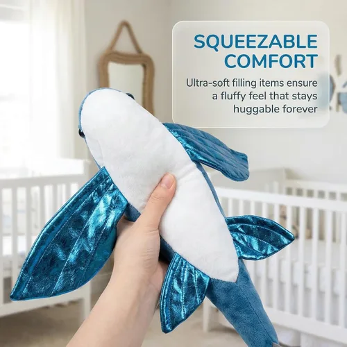 Miniatura 5 de Animales de peluche realistas de pez volador, simulación de 18.5 pulgadas, juguete de peluche de pez volador realista azul, modelo de criaturas
