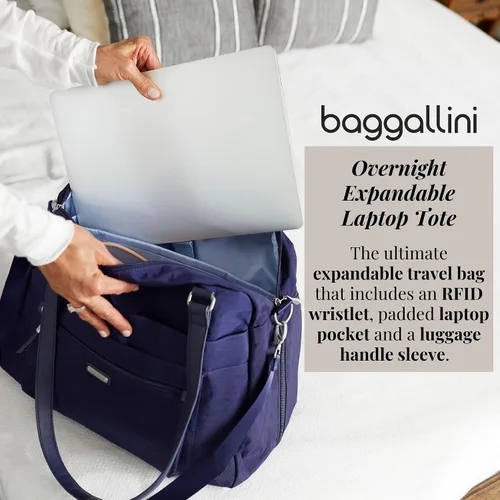 Miniatura 3 de Baggallini Overnight Expandable Laptop Tote with RFID Phone Wristlet Azul marino