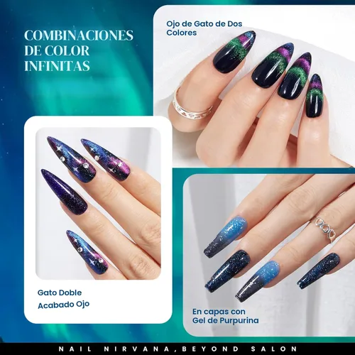 Miniatura 5 de Juego de esmalte de uñas de gel Beetles Cat Eye - 24 piezas, 20 colores de esmalte de uñas de gel con brillantina, cambia de color oscuro, kit