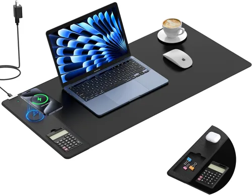 Miniatura 12 de TopMade Alfombrilla de mouse de carga inalámbrica, alfombrilla de mouse impermeable para juegos con superficie ultra suave, base antideslizante