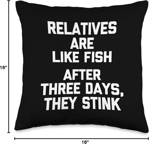 Miniatura 4 de Funny Family Gifts & Funny Family Designs Relatives are Like Fish (After Three Days, They Stink) Divertida almohada, 16 x 16 pulgadas, multicolor