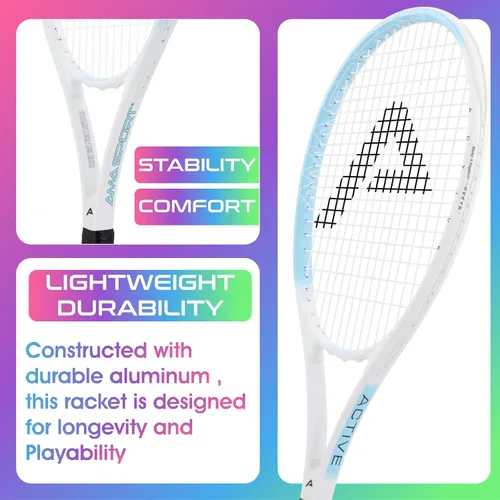 Miniatura 2 de AMA SPORT Adult Tennis Racket - Pre-Strung Light Balance 27 inch Tennis Racquet for Women and Men Grip Size 2-4 1/4
