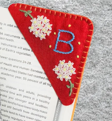 Miniatura 11 de Marcapáginas de esquina bordadas a mano personalizadas, Marcadores para mujeres, Marcador personalizado para los amantes de los libros, lindo Verde