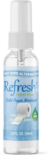 Refresh - Aerosol de papel higiénico (2 onzas líquidas / 2.0 fl oz de tamaño de viaje), alternativa de toallitas húmedas desechables sin alcohol