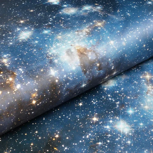Miniatura 7 de Livelynine Papel tapiz de galaxia para despegar y pegar, color azul oscuro, papel de pared autoadhesivo de Star Wars, estrellas doradas, cielo