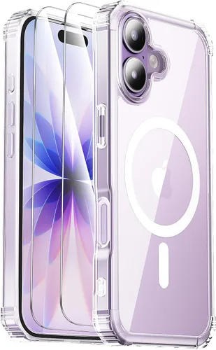 Miniatura 31 de Funda para iPhone Air [compatible con MagSafe] [2 protectores de pantalla] [prueba de caídas de grado militar] Funda magnética resistente