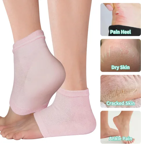 Miniatura 6 de Vaincre - 4 pares de calcetines de gel hidratantes para talones, para pies secos y agrietados en mujeres, cuidado de pies spa, calcetines sin dedos