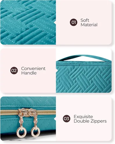 Miniatura 34 de BAGSMART - Estuche de joyería de viaje, organizador de joyas para mujeres y niñas, bolsa de almacenamiento con cierre para collares enrollados, Beige