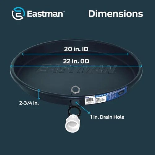 Miniatura 6 de Bandeja de drenaje para calentador de agua Eastman con guarniciones de PVC, compresión de 20 pulgadas ID x 22 pulgadas OD, 60076