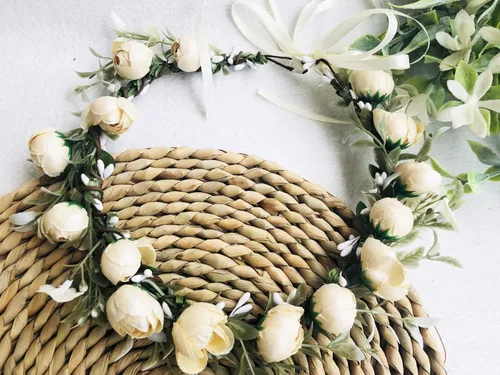 Miniatura 4 de Floral Fall Camellia - Corona de flores para boda, novia, niña, halo de maternidad, accesorios de fotos FL-03
