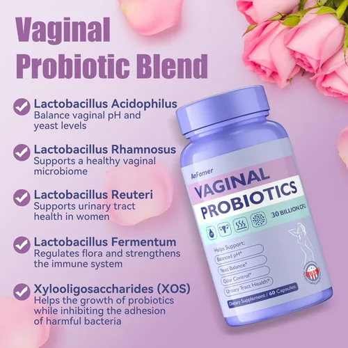 Miniatura 4 de Probióticos Vaginales para Mujeres, Promueve el Equilibrio del pH, Olor Vaginal Saludable y Flora, Salud del Tracto Urinario con Prebióticos