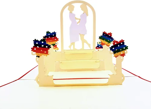Miniatura 12 de iGifts And Cards Tarjeta emergente de corazón lesbiana 3D – Escultura de amor es amor para el mes del orgullo, salir y día de San Valentín – Regalo