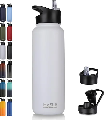Miniatura 53 de HASLE OUTFITTERS Botella de agua aislada de 22 onzas, botella de agua de acero inoxidable de doble pared, boca ancha con tapa de popote y tapa