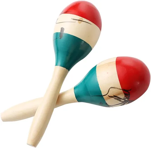 Maracas - Batidoras de madera de colores grandes, sonajeros, percusión de mano de arena del martillo, gran instrumento musical con ritmo de salsa