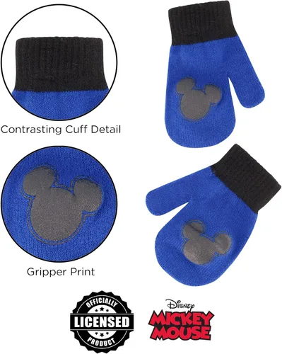 Miniatura 5 de Disney boys Winter Hat and Mitten Set, Mickey Mouse Toddler Beanie for Ages 2-4
