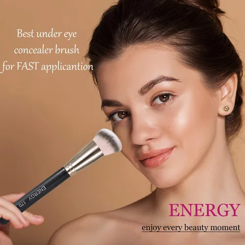 Miniatura 8 de ENERGY Brocha de base para maquillaje líquido, cepillo bronceador sintético profesional para cobertura completa, crema en polvo, cosméticos, mezcla
