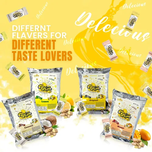 Miniatura 4 de Fusion Select Ginger Chews - Delicias dulces y confitadas suaves de Indonesia - Promueven el alivio de las náuseas matutinas, malestar estomacal