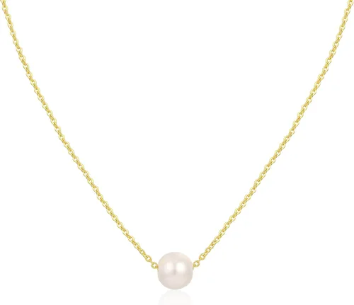 Miniatura 9 de TOBENY Collares de perlas para mujer, chapado en oro de 14 quilates, hecho a mano, gargantilla de perlas de imitación blanca, delicado collar