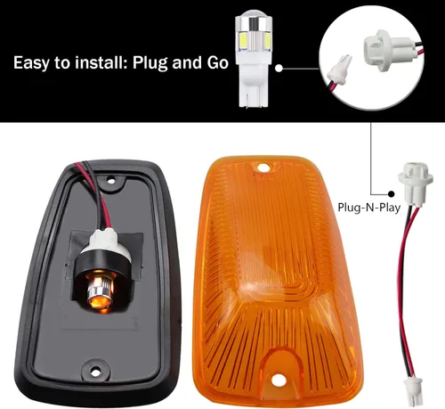 Miniatura 2 de Cab Maker - Base de luz de techo + 5 bombillas LED ámbar T10 194 168 5050 para Chevy/GMC C1500 C2500 C3500 K1500 K2500 K3500 1988-2000 camionetas