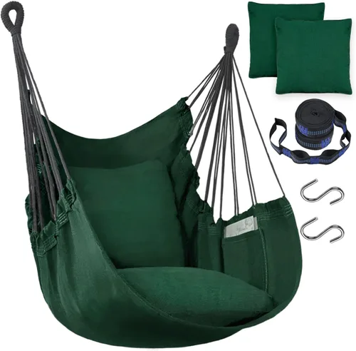 Miniatura 12 de Halalona Silla Hamaca Colgante Silla Hamaca Colgante Columpio de Cuerda 2 Cojines Incluidos - Hamaca Columpio Resistente y Duradera de Algodón Suave
