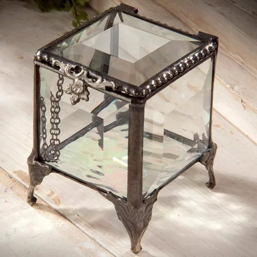 Miniatura 2 de J Devlin - Joyero decorativo de cristal biselado, caja 153
