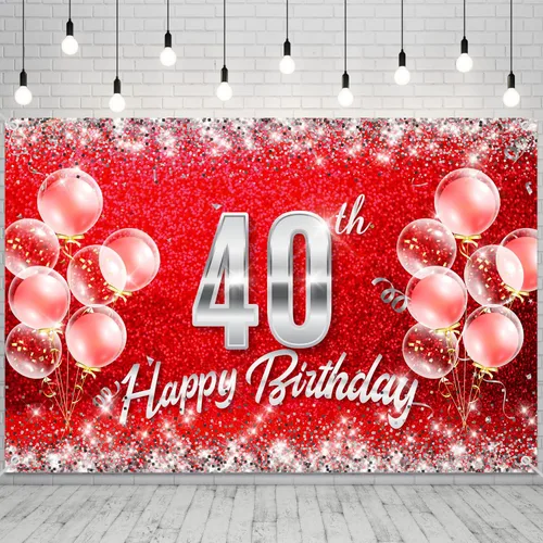 Miniatura 4 de Cartel de fondo de 30 cumpleaños rojo y plateado para mujeres y hombres de 30 años de edad, fondo de cumpleaños, fotografía, decoración de fiesta