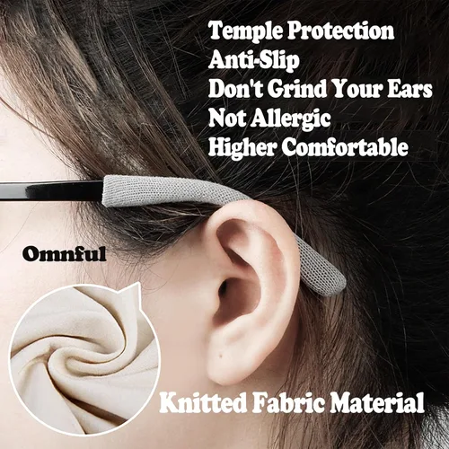 Miniatura 7 de Cojín de Oreja para Gafas de Tela de Algodón Tejido Suave Mejorado, Puntas de Patillas de Gafas Elásticas Antideslizantes Cómodas Retenedor
