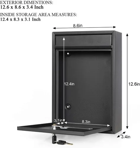 Miniatura 3 de Buzones montados en la pared con cerradura de llave, buzones con cerradura montados en la pared, buzón de correo vertical con cerradura de llave