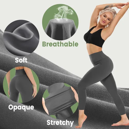 Miniatura 2 de Opuntia Paquete de 5 leggings para mujer, cintura alta, control de abdomen, suaves, color negro, pantalones de yoga adelgazantes para entrenamiento