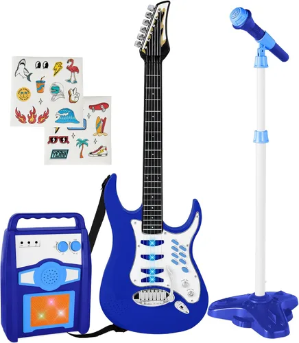 Miniatura 12 de Best Choice Products Juego de guitarra musical eléctrica para niños, kit de inicio de guitarra de juguete con 6 canciones de demostración, barra