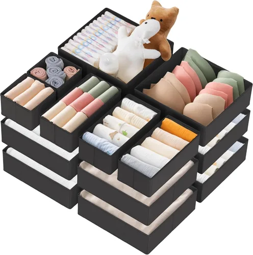 Miniatura 22 de Criusia Organizador de cajones de ropa, paquete de 21 organizadores de aparador para ropa de bebé, ropa interior, calcetines, organizadores Blanco
