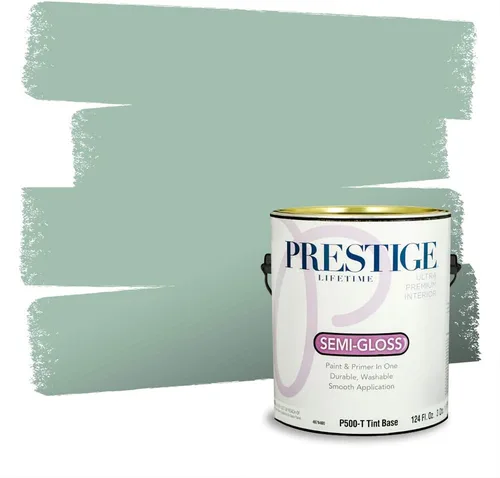 Miniatura 153 de Prestige Paints - Pintura exterior e imprimación en uno, 1 galón, plano, compatibilidad comparable con el color menta «Whipped Mint» de Behr