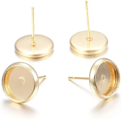 Miniatura 14 de Craftdady 400 aretes de acero inoxidable de 0.15 a 0.55 pulgadas, 8 tamaños, almohadillas planas, redondas, en blanco, para hacer joyas Almohadilla